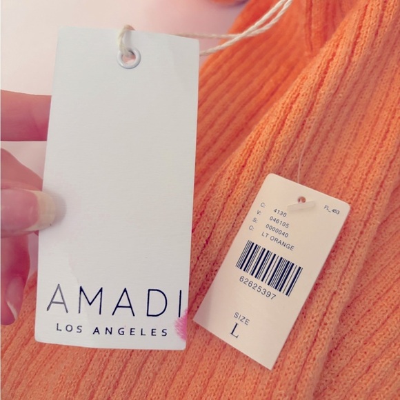 Anthropologie AMADI Ribbed Sleeveless Knit Orange Midi Dress Size Large - Picture 6 of 6